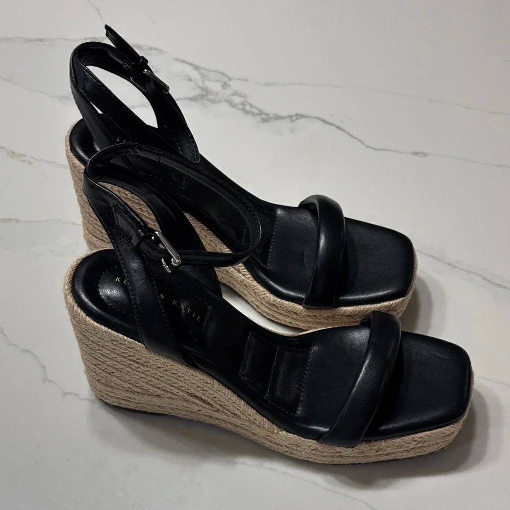 Kelly & Katie Black Espadrille Wedges